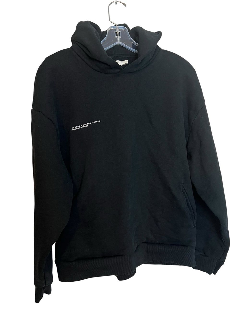 PANGAIA Black Heavyweight Hoodie Women L Oversized Organic Cotton Minimalist